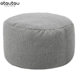 OTAUTAU Round Stool D30cm*H20cm Linen Bean Bag Ottoman with Filling Beanbag Pouf Footstool Tatami Futon Puff JD001