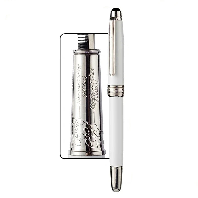 Luxury Msk-163 White Metal Ballpoint Pen Rollerball Pen Unique Reliefs Office School Writing Fountain Pens With MB Serial Number