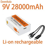 2023 9V 28000mAh Li-ion Rechargeable Battery Micro USB Batteries9 V Lithium for Multimeter Microphone Toy Remote Control KTV Use