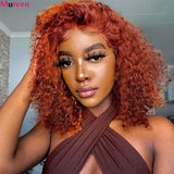 Ginger Orange Bob Wig Glueless Deep Wave Wigs Human Hair 4x4 Lace Closure Wig Water Wave HD Lace Front Human Hair Wigs For Women