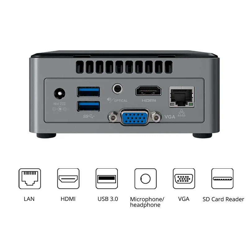 Intel NUC6CAYH Celeron J3455 Mini PC Dual DDR3L Window 10 Pro Wifi Bluetooth 4K Office Homes Mini Desktop Computers Barebone