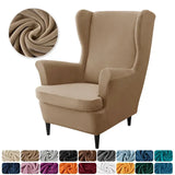 Velvet Stretch Wingback Chair Covers Wing Armchair Cover with Seat Cushion Covers Elastic Sofa Slipcovers Pokrowce Na Fotele