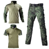 Russia CP Men Tactical Camo Military Uniform US Airsoft Paintball Training Clothing Combat Shirt Cargo Pants with Pads Safari