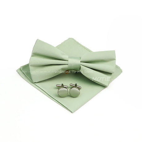 New Colorful Bowties Handkerchiefs Cufflinks Set Polyester Brooches For Men's Business Wedding Party Suit Dress Accessories Gift