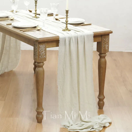 Table Runner Rustic Cotton Gauze Cloth Dining Burlap Retro Burr Texture Vintage for Wedding Party Linen Christmas Decorations