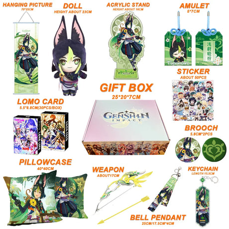 Genshin Impact Xianyun Navia Fontaine Furina Neuvillette Wriothesley Focalors Baizhu Kaveh Gift Box Include Keychain Doll Pillow