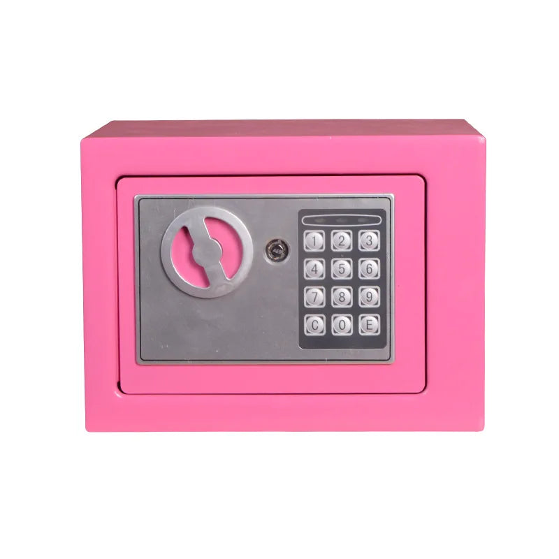 Digital Safe Small Household Mini Steel Safe Currency Vank Safe Deposit Box with Key to Safely Store Cash Jewelry or Documents