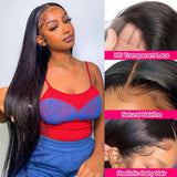 Bone Straight Brazilian 13x4 13x6 HD Transparent Lace Front Wigs Pre Plucked For Women Glueless 4X4 Lace Closure Human Hair Wig