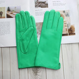 New women's leather color gloves sheepskin classic straight style knitted lining spring driving mittens autumn