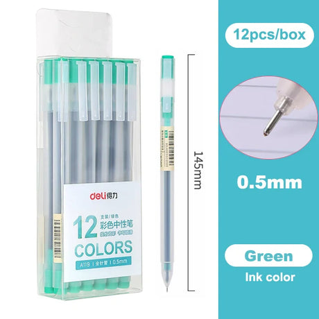 Deli Colored Gel Pen 0.5mm Ballpoint Pen Waterproof Gel Ink Hand Account Note Marker Scrapbook Writing Supplies Stationery Pens