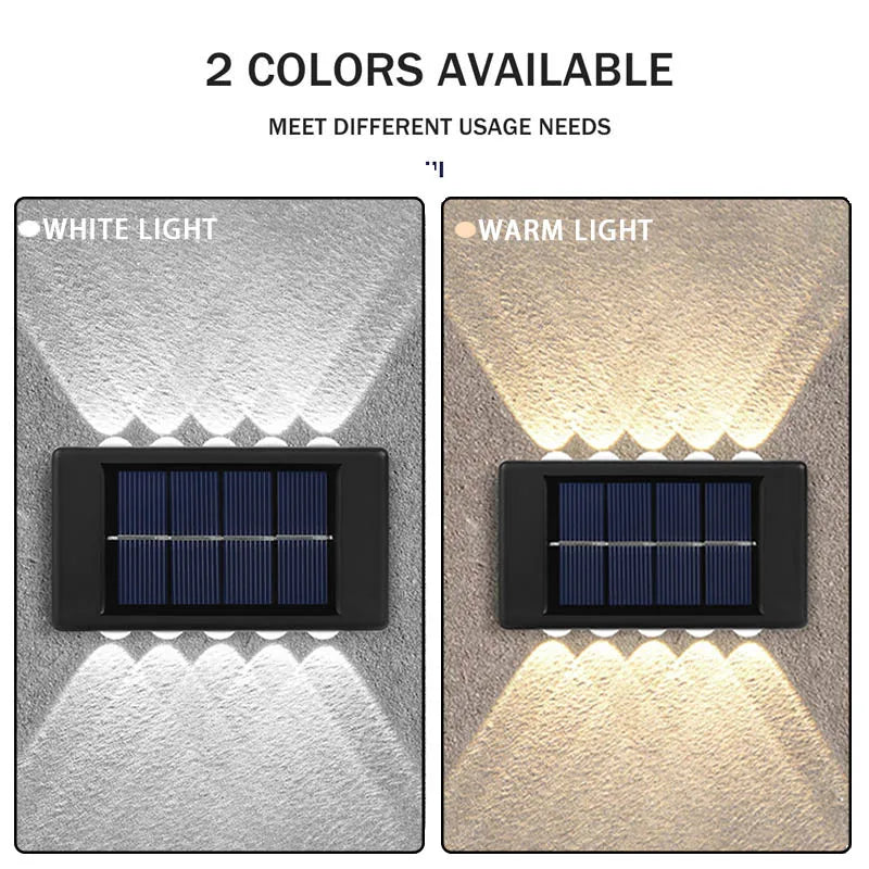 16PCS Solar Wall Light Warm Light Up and Down Auto Working 10LED Texture Black Shell House/garden/porch Lighting Light