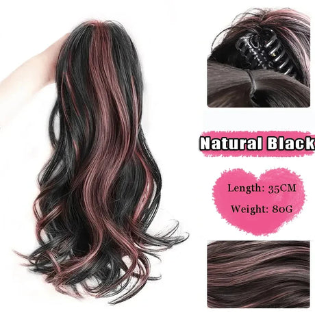 FOR Horsetail Wig Women's Long Hair Clasp Style Waterfall Half Tie High Horsetail Colorful Braided Curly Hair Natural Fluffy Fak