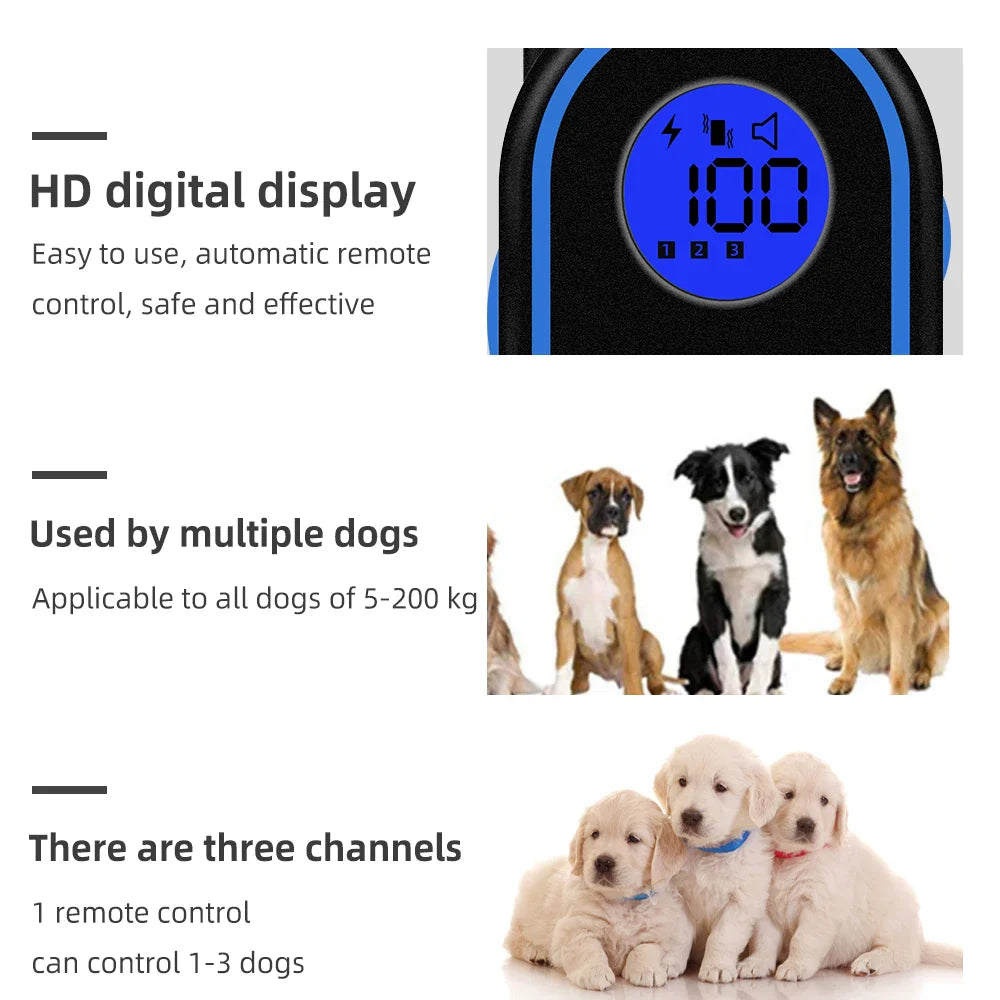 Electric Shock Collar Waterproof 1000m Remote Control Dog Repeller Anti Bark Behavior Aids Vibrator Training Collar