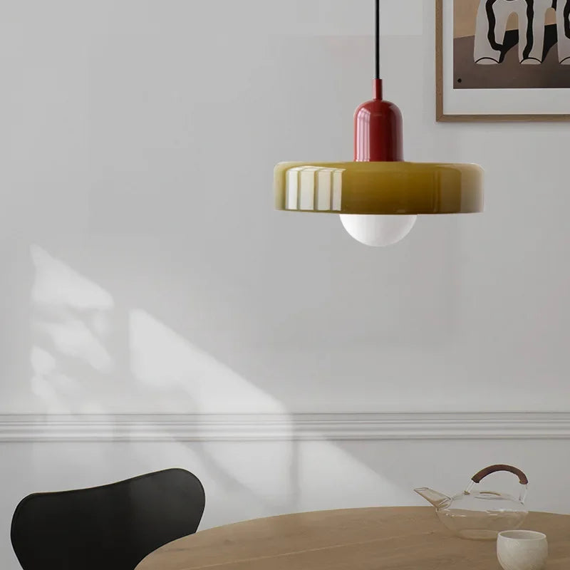 Nordic Glass Pendant Light Candy Color Single Head Lamp For Living Room Bedroom Study Dining Room Bar Indoor Decorative Fixtures