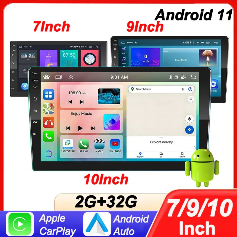 7"/9"/10" Android 11 Car Radio Androidauto Carplay 2 Din GPS Car Audio Automotive Multimedia Player car intelligent systems