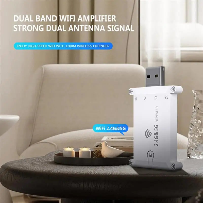 5g Usb Wifi Extender Repeater Dual Band 1200M Portable Wireless Signal Amplifier Wifi Booster USB Power Supply Wide Coverage