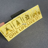 One Life Live it Camping Outdoor Enthusiast Car Sticker Wild Survival Quadruple Decal for Vehicle Auto Window Tail Body