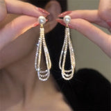 2023 New Fashion Trend Unique Design Elegant Delicate Zircon Tassel Pearl Earrings Women Jewelry Party Premium Gifts Wholesale