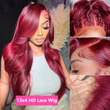 99j Burgundy Lace Front Human Hair Wig 13x4 Pre Plucked Transparent Lace Colored Body Wave 13x6 Hd Lace Frontal Wigs For Women