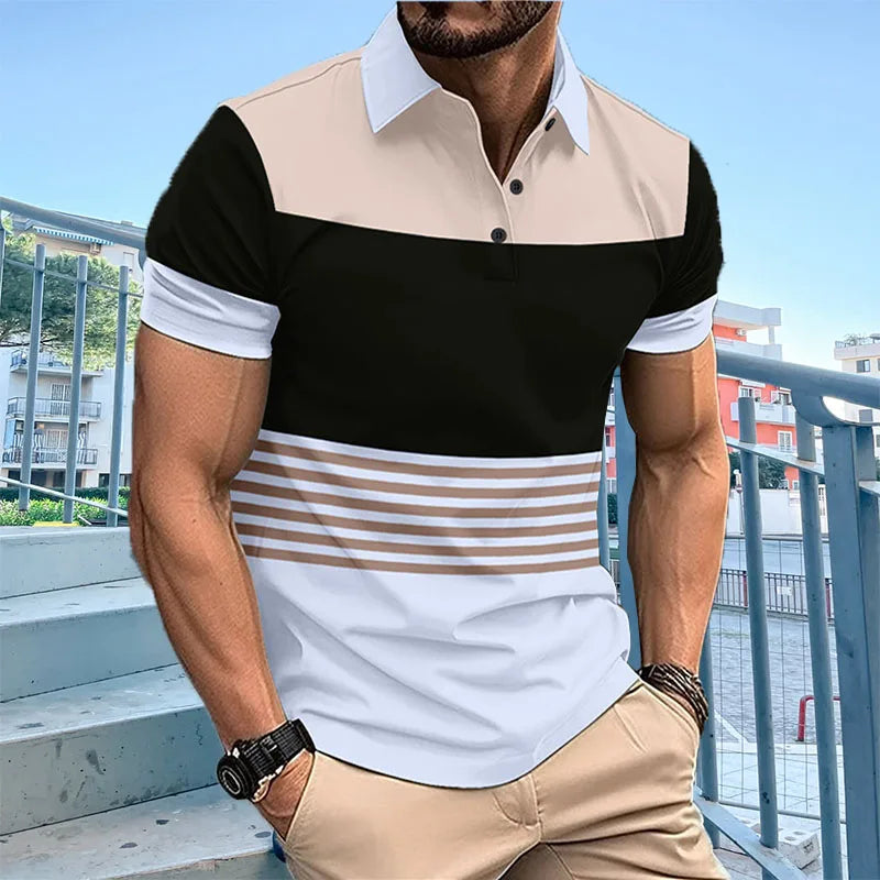 Summer New Men's Polo Shirt with High Quality Polo Collar Short Sleeve Casual Fake Pocket Business Fashion European Size Polo Sh