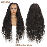 32 Inch Boho Full Lace Front Wig Knotless Box Braided Wig With Baby Hair Natural Looking Synthetic Twisted Braided Wig For Women