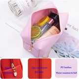 Personalized Embroidery Small Makeup Bag PU Leather Travel Cosmetic Pouch Toiletry Bag for Women Portable Water-Resistant