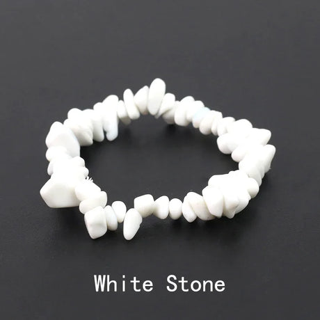 Natural Crystal Gemstone Irregular Energy Stone Bracelet Beads Chips Jewelry Amethys Aquamarine Rose Quartz Bracelets for Women