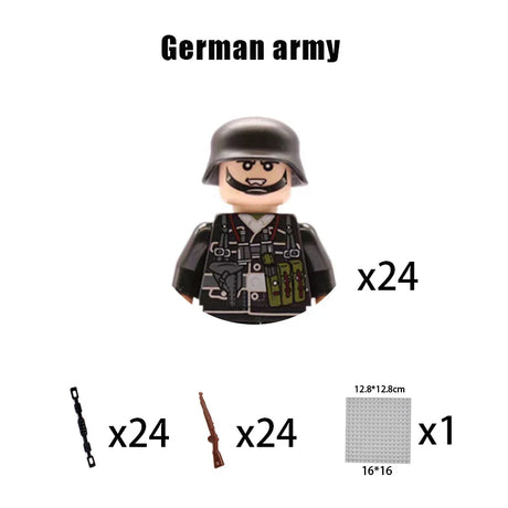 New WW2 Military Building Block Germany US British French Soviet Italian Action Figure Soldier Army Weapon Bricks Kids War Toys