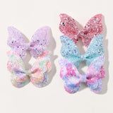 2/4/5Pcs Girls Cute Sequins Double Butterfly Hair Clip Bow Hairpins DIY Headwear Bow Decor Hairgrip Children Hair Accessories