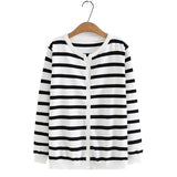 3XL Plus Size Cardigan For Women Clothing Pure And Fresh Stripe Jumpers V-Neck Design Knitted Sweater Autumn