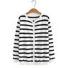 3XL Plus Size Cardigan For Women Clothing Pure And Fresh Stripe Jumpers V-Neck Design Knitted Sweater Autumn