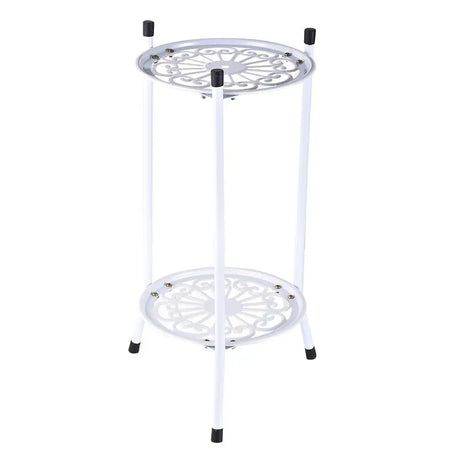 2-Tiered Tall Plant Stand Metal Plant Shelf Supports Rack for Indoor Outdoor Home Decoration Flower Pot Garden Decor