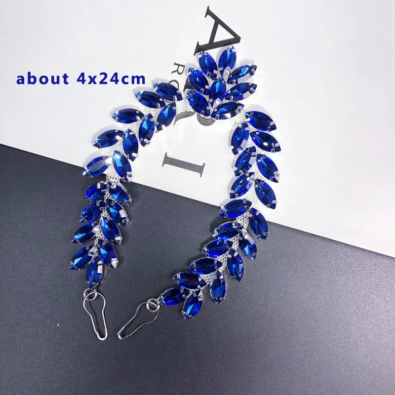 High Quality Crystal Bridal Belt Rhinestone Applique Strass Flower Motif Trim Chain Sewing on Garment Shoes Bags DIY Accessories