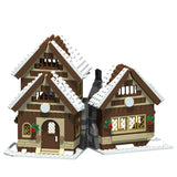 MOC Christmas Winter Village Cafeby Building Holiday Cottage Streets Cape Reindeer Santa Claus Blocks Kids Friend Toys