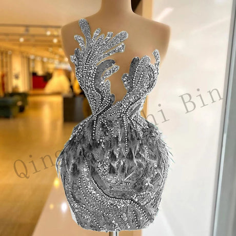 J14 Luxury O-Neck Sheath Above-Knee Black Girl Sequins Bead Homecoming Dresses/ Birthday Prom Party Cocktail Gowns Free Shipping