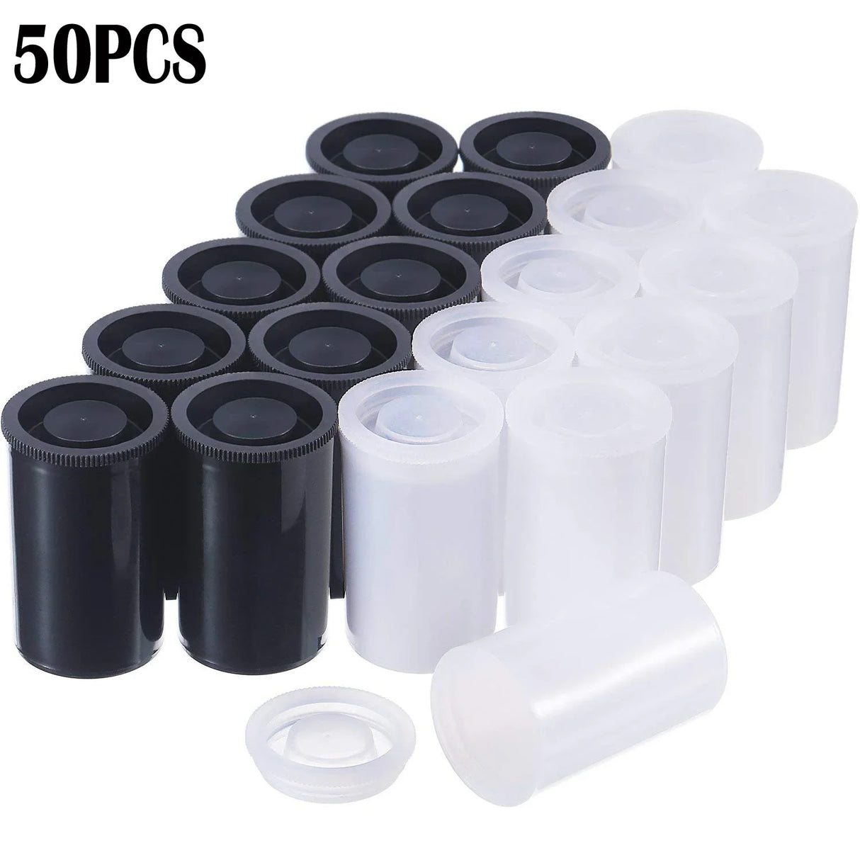 50pcs 33MM Plastic Empty Film Canister Camera Reel Container Storage Case Can for Accessories Art Beads Coin Pill Fishing Bait