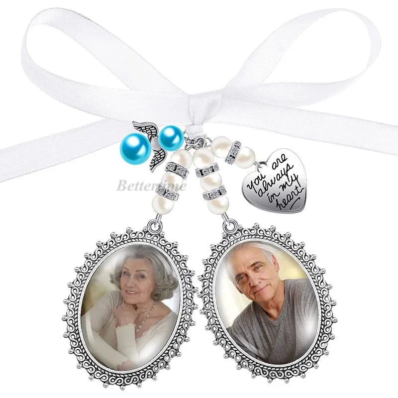 Wedding Bouquet Charm Lace Oval Bridal Bouquet Angel Charm Memorial Photo Charm You Are Always in My Heart Charm