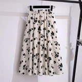 175Kg Plus Size Women's Summer Loose Floral Chiffon A-Line Skirt Hip 175 Apricot Black 5XL 6XL 7XL 8XL 9XL 10XL