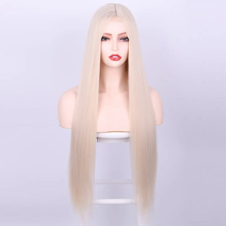 Peach Long Straight Red Pink Natural Hairline Wig For Fashion Ladies Heat Resistant Synthetic lace Wigs cosplay glueless wig