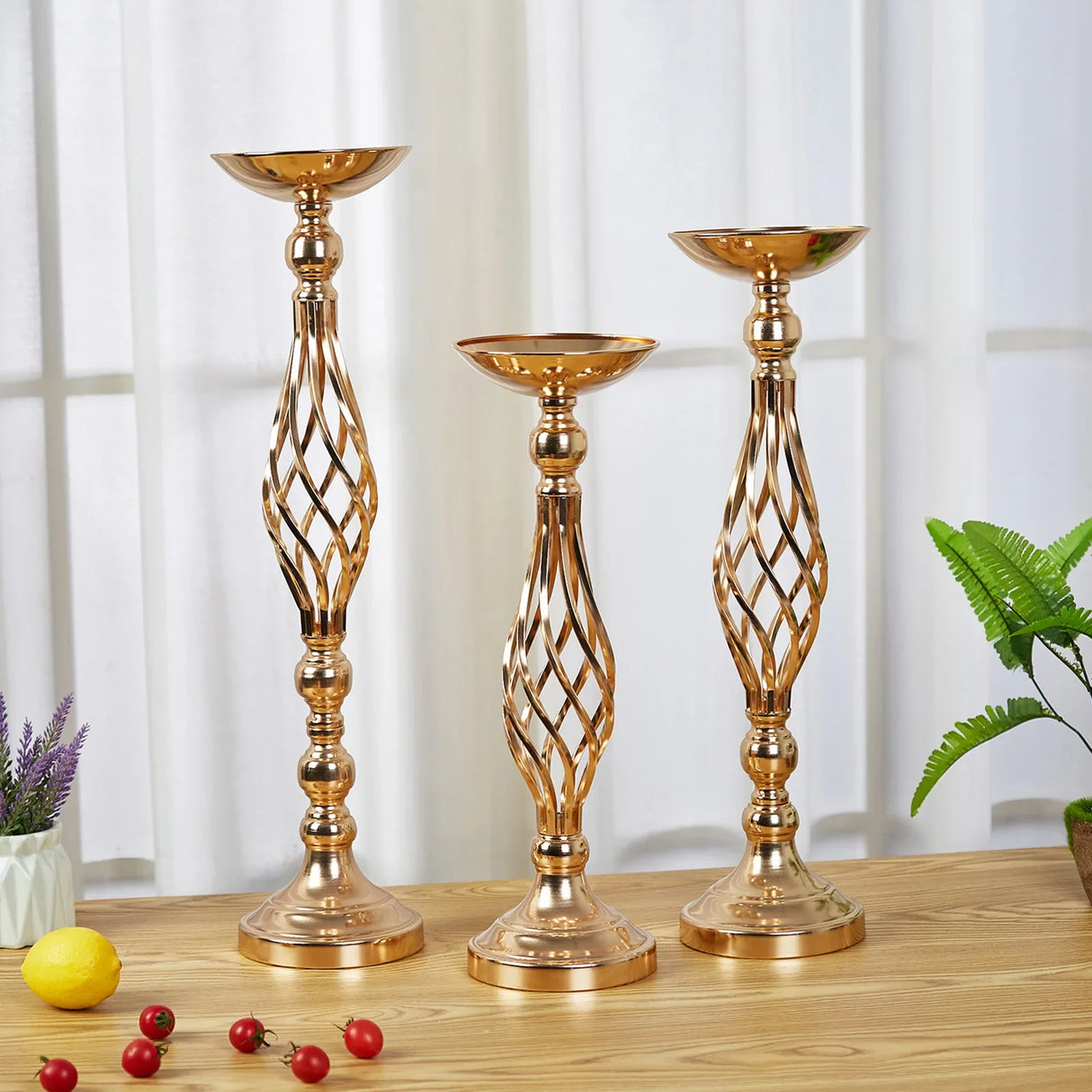 Table Candle Holder Arrangement Gold Iron Vase Twisted Path Candle Holder Wedding Flower Wedding Props Home Furnishings