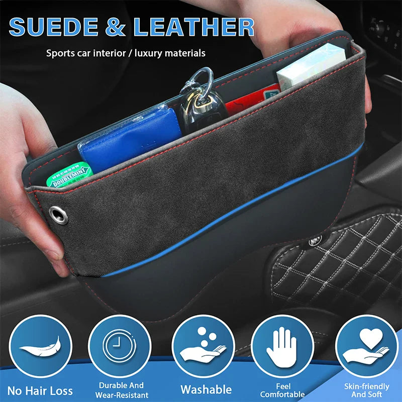 Suede Car Seat Side Storage Pocket For Car Seat Gap Filler Organizer Box Leather Car Crevice Stowing Tidy Interior Parts