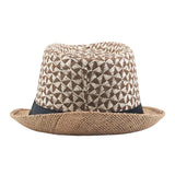 Stitching Color Geometry Shade Men Straw Hat Spring Summer Sun Protection Top Hat Jazz Cap