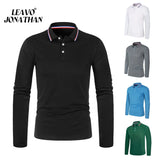 Spring Autumn Men Casual Solid Breathable Pure Cotton Polo Shirt Brand Fashion Male Business High Quality Long Sleeve T-Shirt