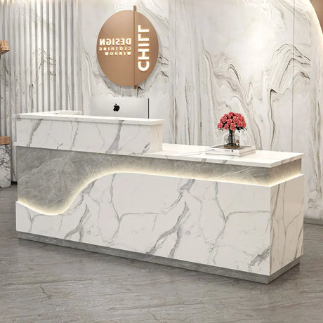 White Light Reception Desks Design Stylish Modern Luxury Reception Desks Office Front Mostrador Negocio Commercial Furniture