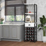 Homeiju Wine Rack Freestanding Floor, Bar Cabinet for Liquor and Glasses, 4-Tier bar Cabinet with Tabletop, Glass Holder