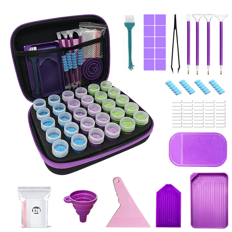 Diamond Painting Tool Set Storage Bag 30/40pcs Round/Square Bottles Container Sticker Funnel Diamond Embroidered Accessories