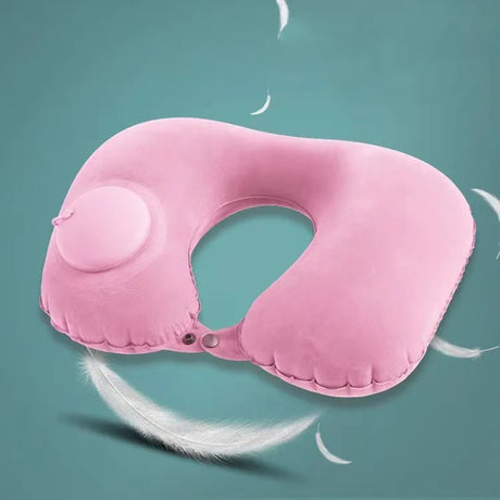 U-Shaped Inflatable Travel Pillow Portable Air Neck Support Cushion Comfortable Sleeping Press to inflate pillow