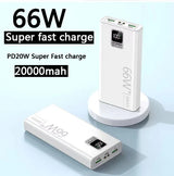 66W Portable Charging Power Bank Mobile Phone External Battery PD QC 3.0 Charger Poverbank for iPhone Huawei 30000mAh Power bank