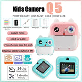 Children Polaroid Kids Camera Instant Print Mini Digital Video Camera for Kids 1080P HD Screen Outdoor Toy Print Thermal Paper