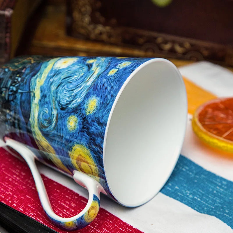 Fine Bone China 400ml Breakfast Coffe Cup Hot Water Mug Wedding Birthday Christmas Gift Van Gogh Drinkware Coffeeware Teaware